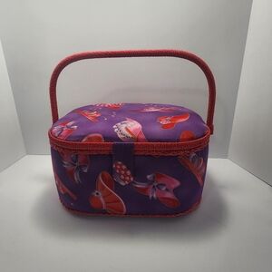 Red Hat Society Style Sewing Basket, Full Of Accessories